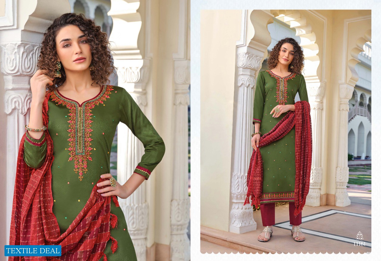 Panch Ratna Uphaar Wholesale Cotton Satin With Work Dress Material