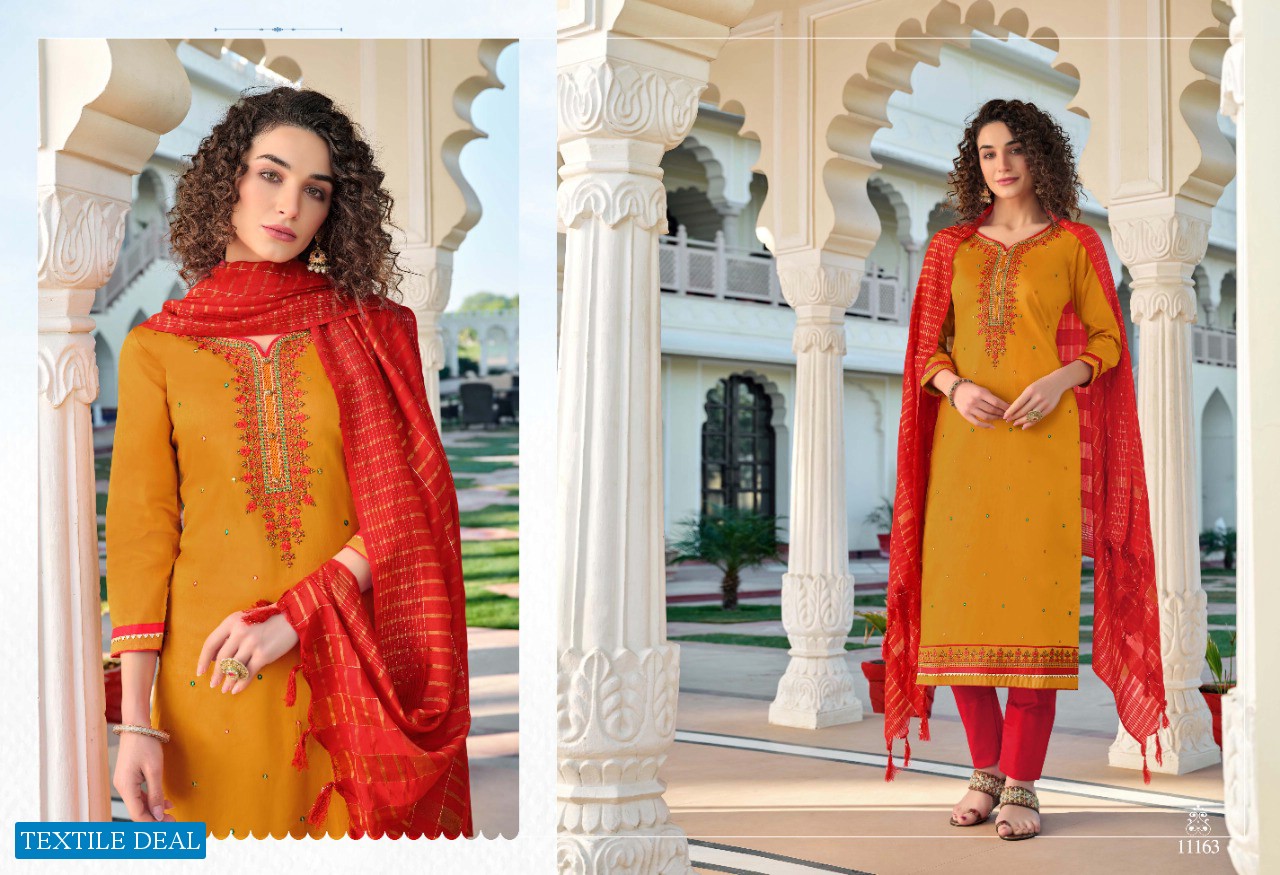 Panch Ratna Uphaar Wholesale Cotton Satin With Work Dress Material