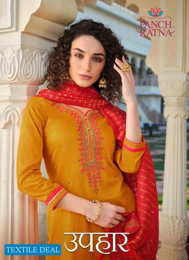 Panch Ratna Uphaar Wholesale Cotton Satin With Work Dress Material