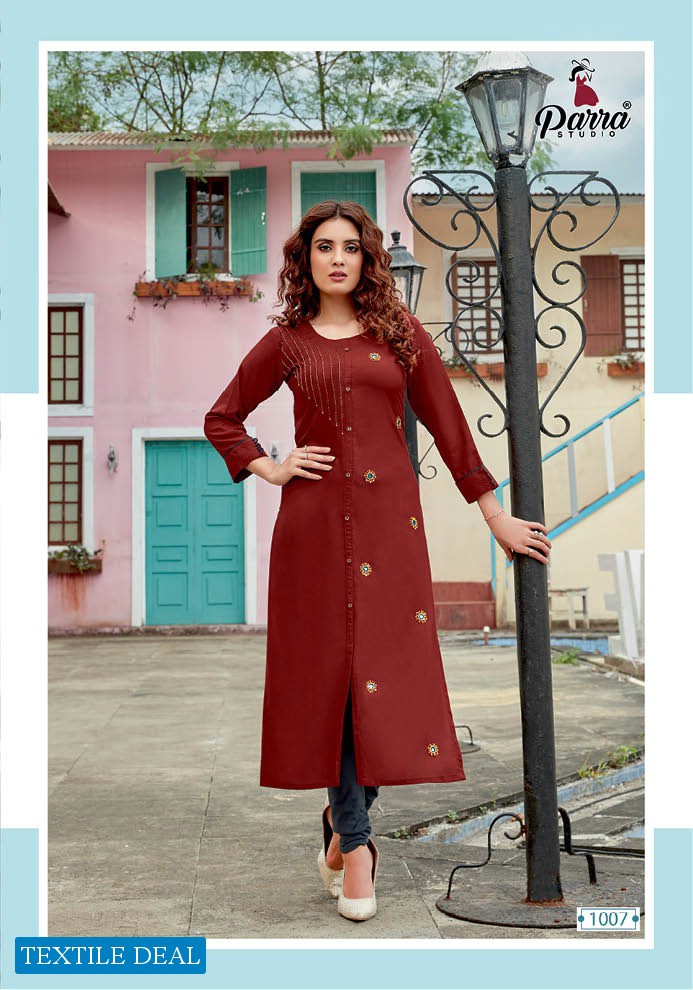 Parra Gloria Vol-1 Wholesale Long Khatli Work Kurtis