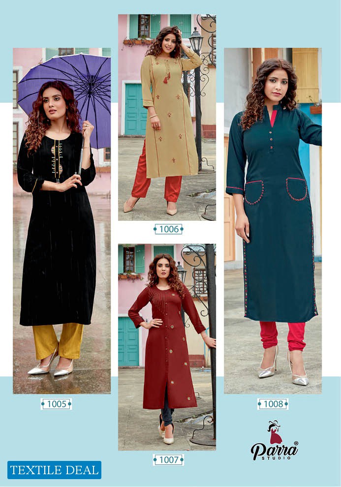 Parra Gloria Vol-1 Wholesale Long Khatli Work Kurtis