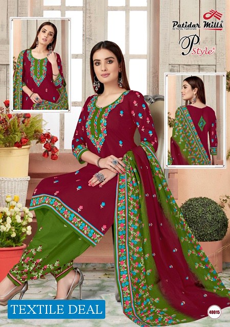 Patidar P Style Vol-40 Wholesale Printed Dress Material