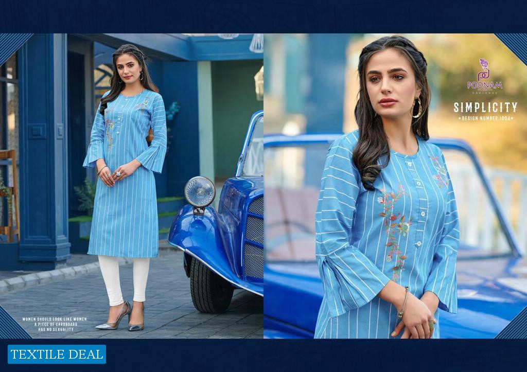 Poonam Collection Wholesale Cotton Jecard Strip Kurtis