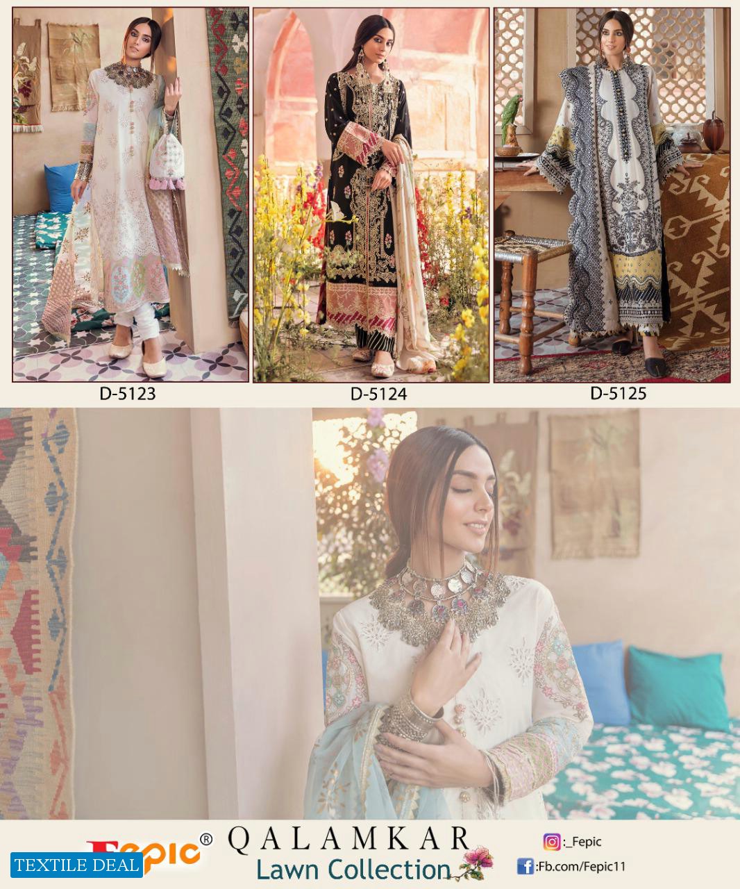 QALAMKAR LAWN BY FEPIC COTTON EMBROIDERY PAKISTANI DRESSES