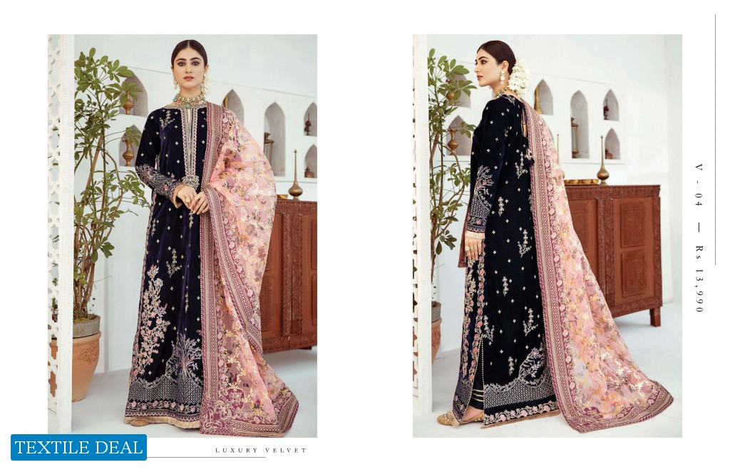 Qalamkar Luxury Velvet 2020 Wholesale Branded Luxury Suits Catalog