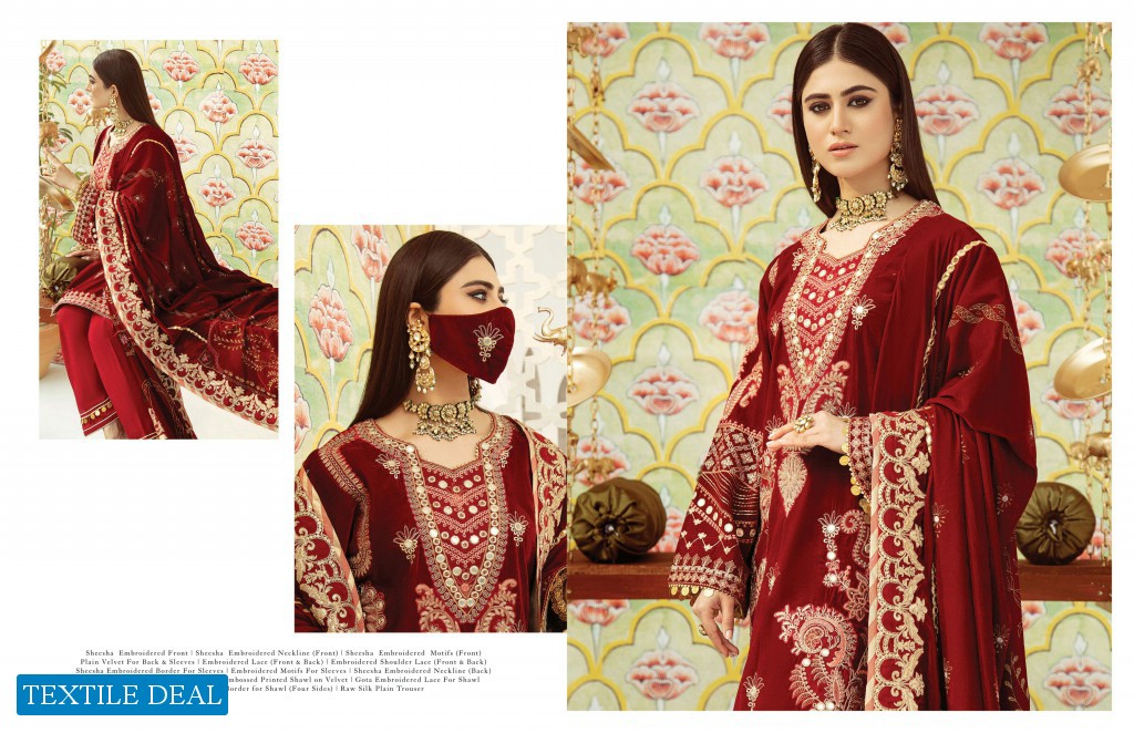 Qalamkar Luxury Velvet 2020 Wholesale Branded Luxury Suits Catalog