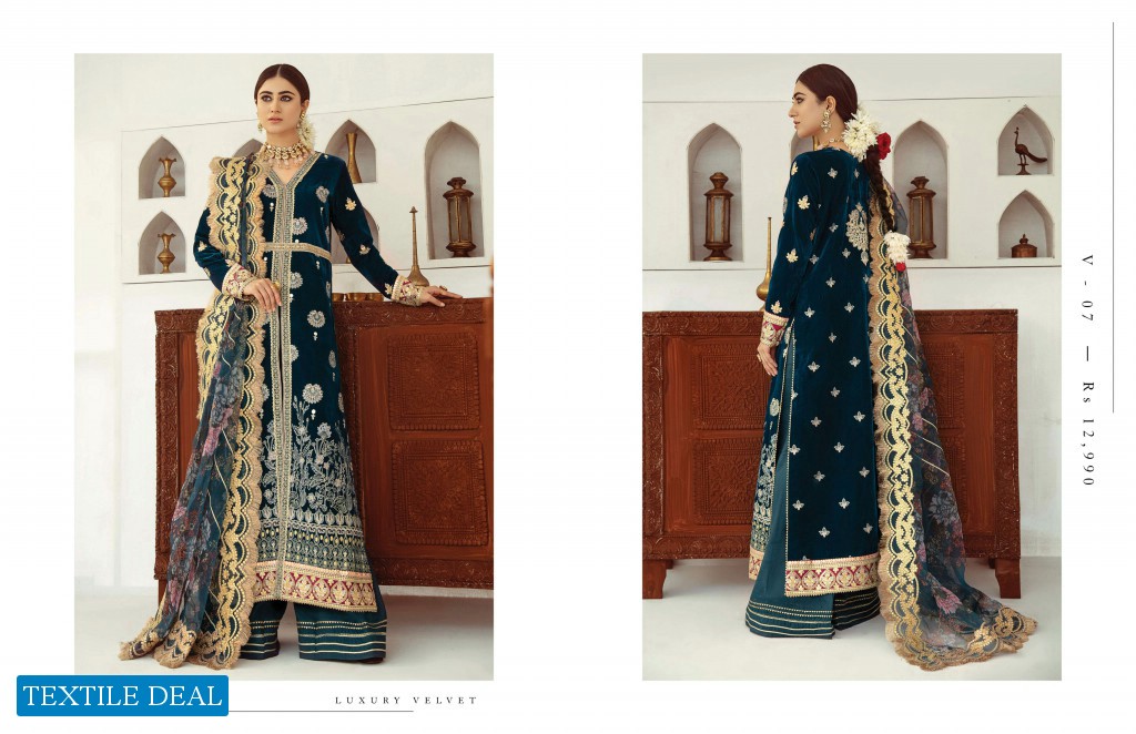 Qalamkar Luxury Velvet 2020 Wholesale Branded Luxury Suits Catalog