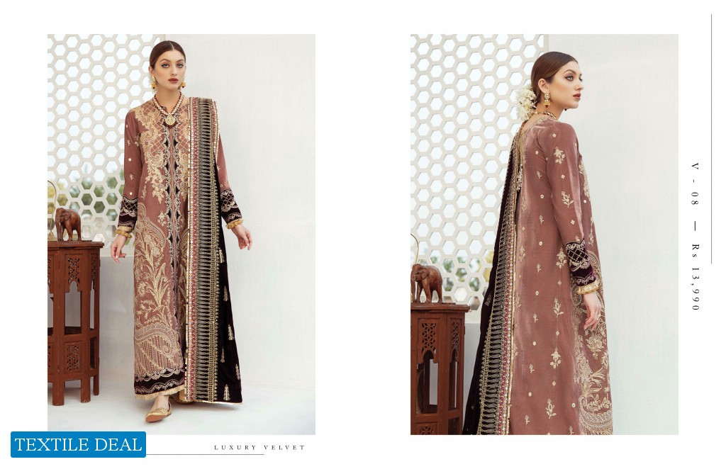 Qalamkar Luxury Velvet 2020 Wholesale Branded Luxury Suits Catalog