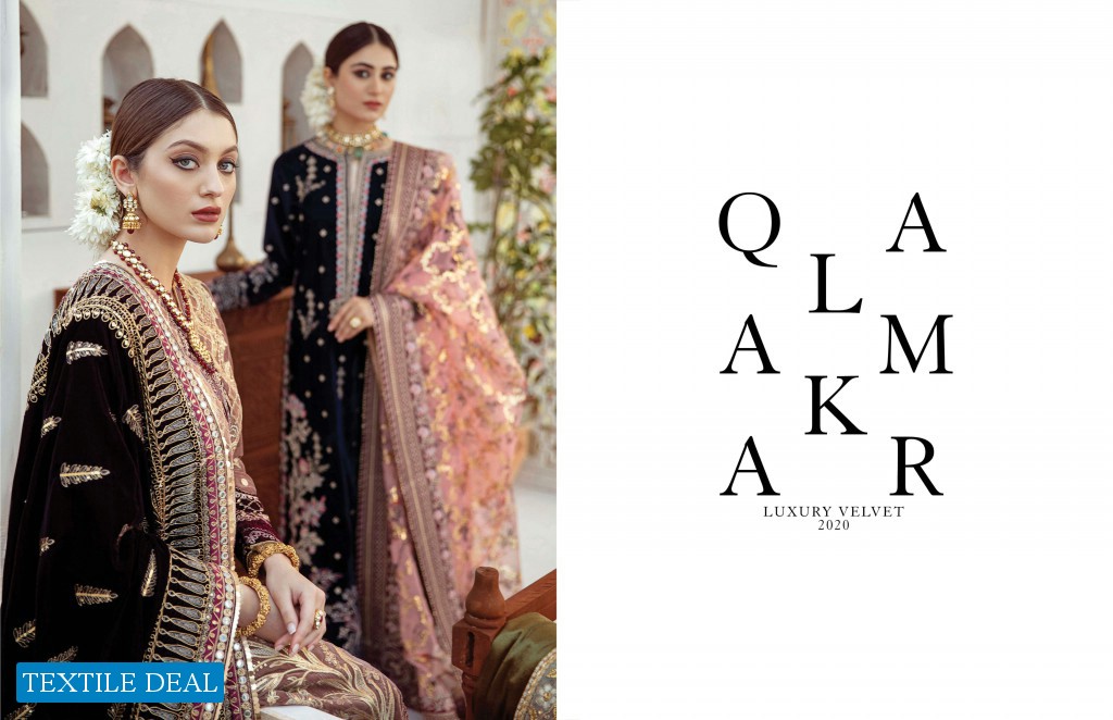 Qalamkar Luxury Velvet 2020 Wholesale Branded Luxury Suits Catalog