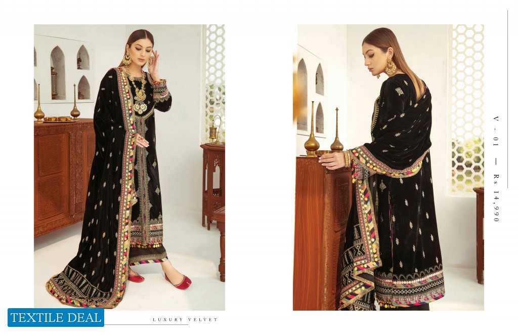 Qalamkar Luxury Velvet 2020 Wholesale Branded Luxury Suits Catalog