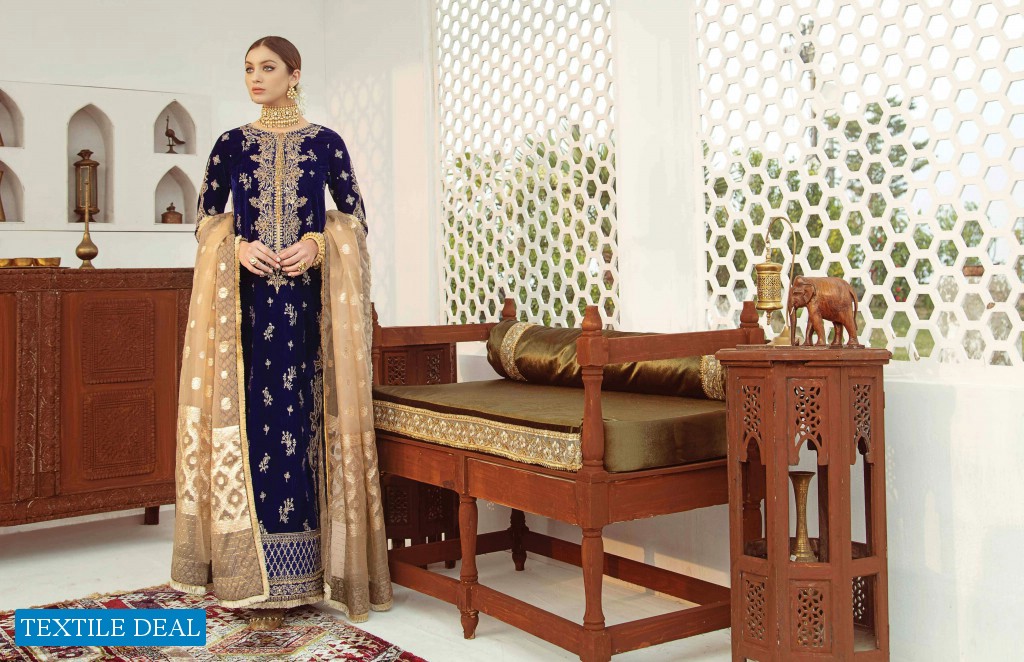 Qalamkar Luxury Velvet 2020 Wholesale Branded Luxury Suits Catalog