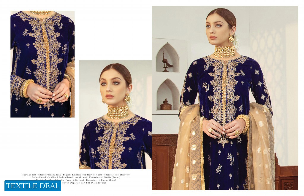 Qalamkar Luxury Velvet 2020 Wholesale Branded Luxury Suits Catalog