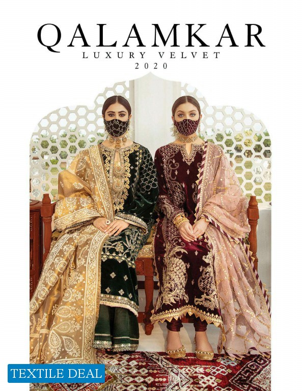 Qalamkar Luxury Velvet 2020 Wholesale Branded Luxury Suits Catalog