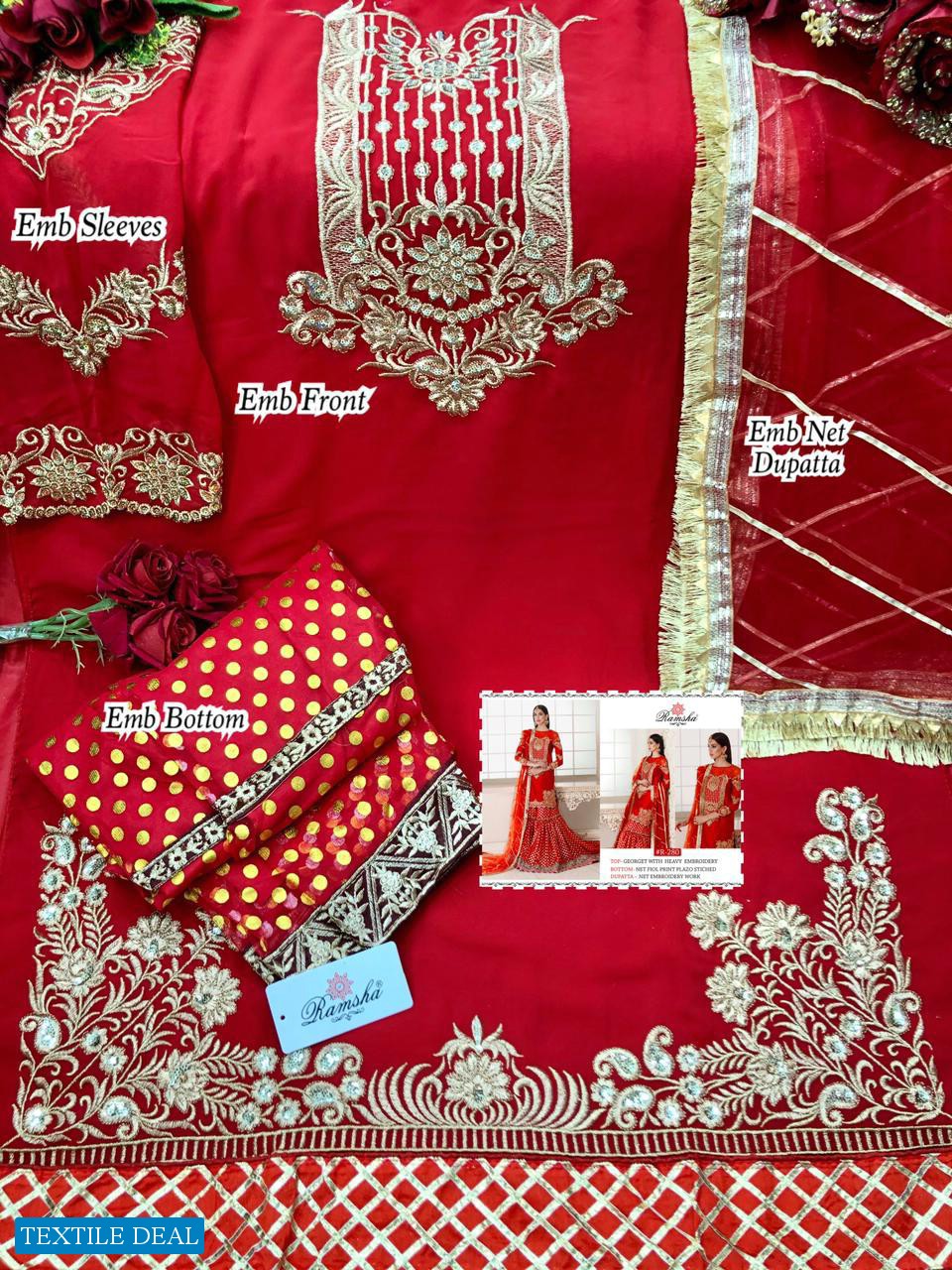 RAMSHA 277-280 SERIES GEORGETTE NET PAKISTANI SALWAR SUITS