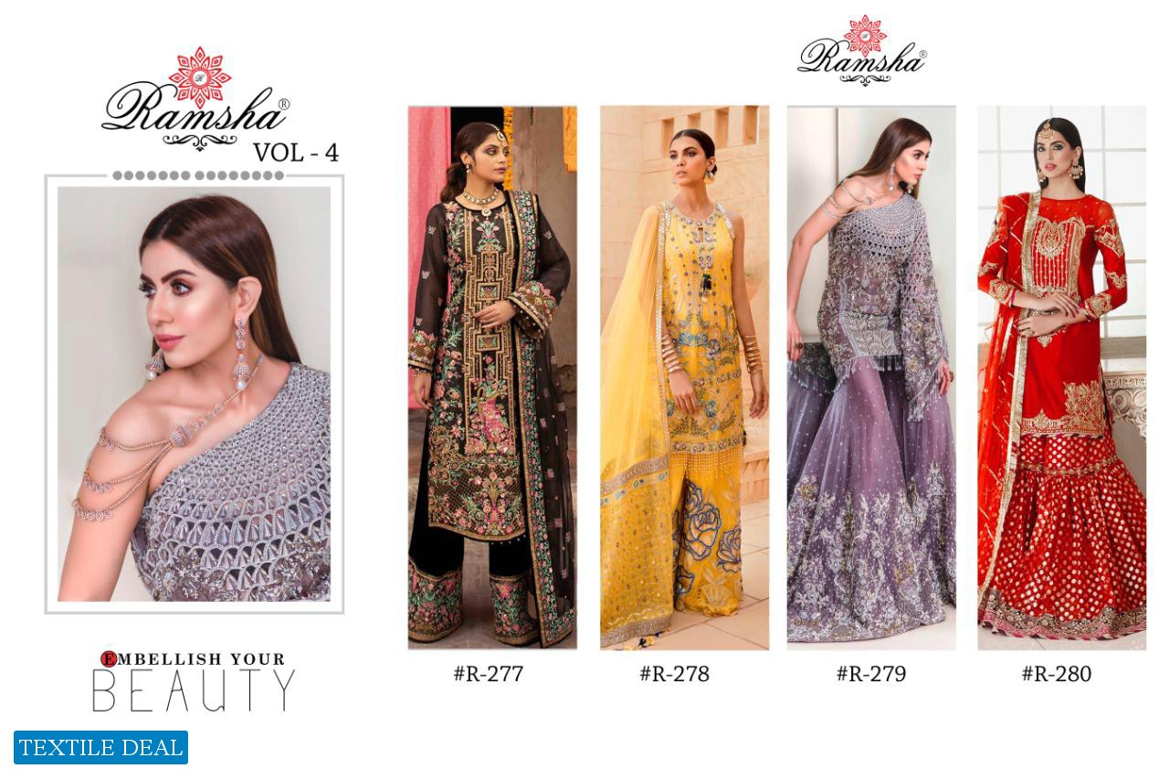 RAMSHA 277-280 SERIES GEORGETTE NET PAKISTANI SALWAR SUITS