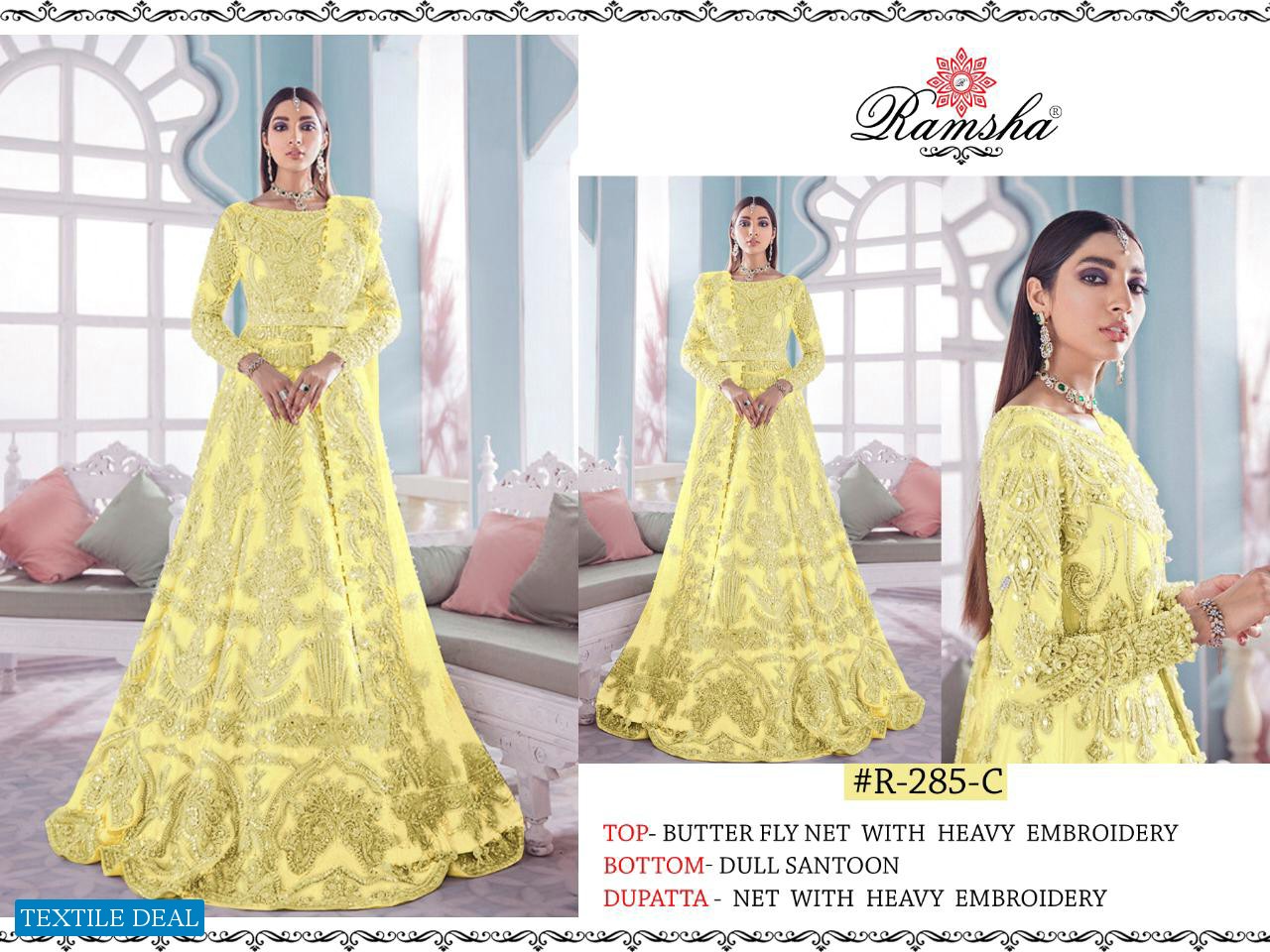 RAMSHA 285 NX NET KALI STYLE EMBROIDERY LONG SUITS