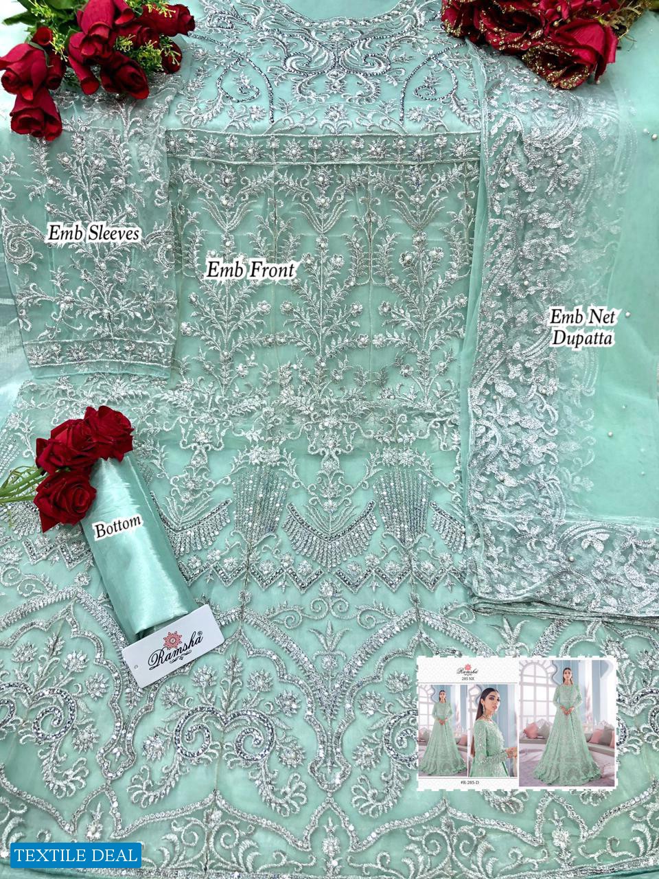 RAMSHA 285 NX NET KALI STYLE EMBROIDERY LONG SUITS