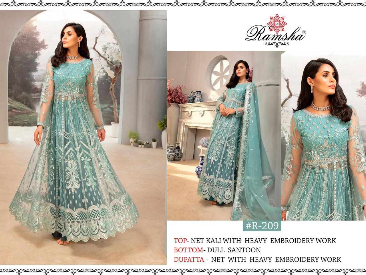 RAMSHA LAUNCH R208-R211 SERIES GEORGETTE BUTTERFLY NET WITH EMBROIDERY PAKISTANI SUITS