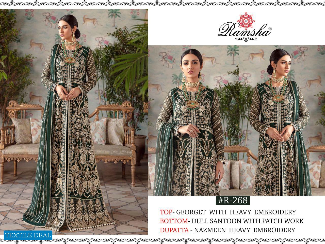 RAMSHA PRESENTS R265-R268 SERIES NET GEORGETTE EMBROIDERY WORK SALWAR SUITS