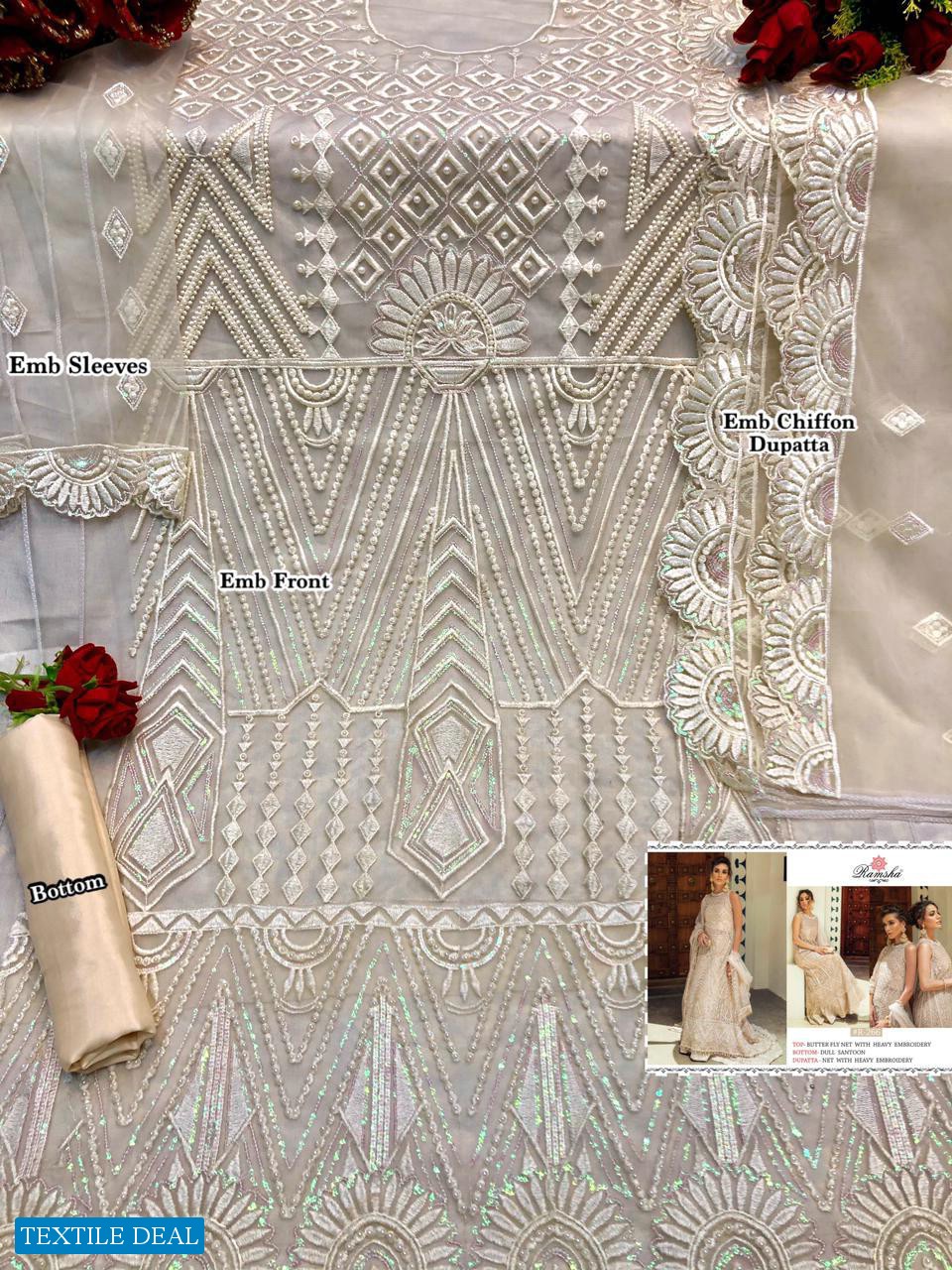 RAMSHA PRESENTS R265-R268 SERIES NET GEORGETTE EMBROIDERY WORK SALWAR SUITS