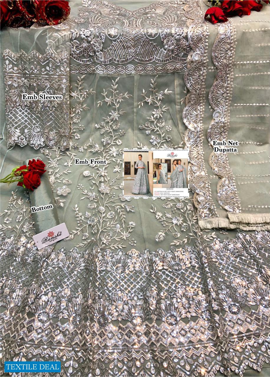 RAMSHA PRESENTS R265-R268 SERIES NET GEORGETTE EMBROIDERY WORK SALWAR SUITS