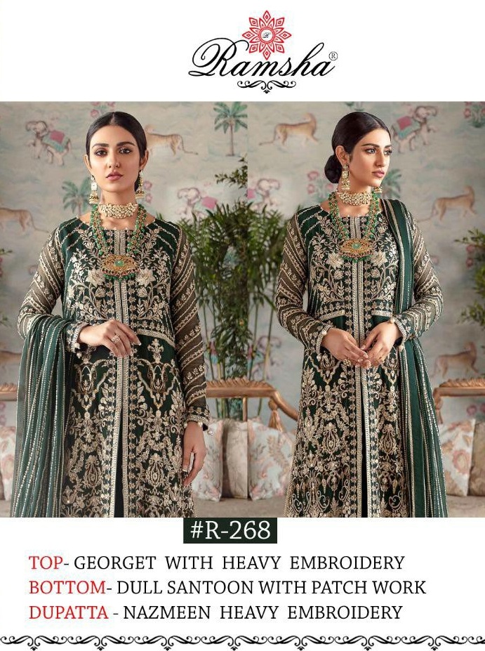 RAMSHA PRESENTS R265-R268 SERIES NET GEORGETTE EMBROIDERY WORK SALWAR SUITS