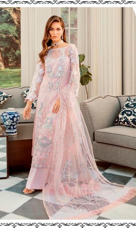 RAMSHA R 192 TO R 196 SERIES GEORGETTE NET PAKISTANI SUITS WHOLESALER
