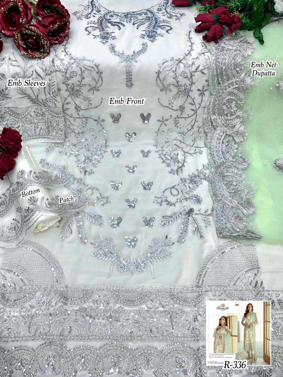 RAMSHA VOL 18 SERIES 335-338 EMBROIDERY GEORGETTE PAKISTANI DRESSES