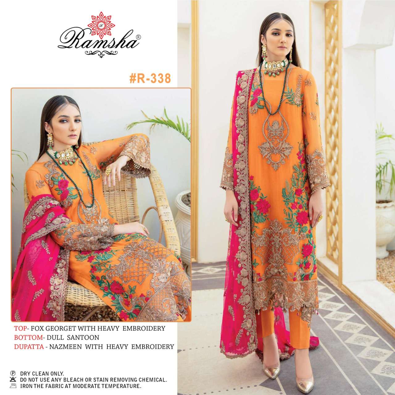 RAMSHA VOL 18 SERIES 335-338 EMBROIDERY GEORGETTE PAKISTANI DRESSES