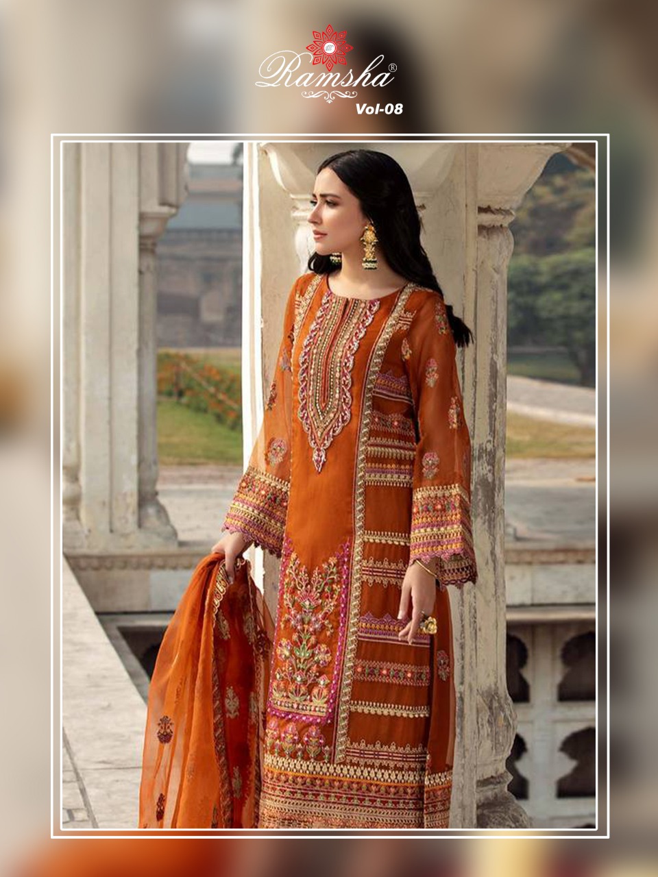 RAMSHA VOL 8 295-298 SERIES GEORGETTE NET EMBROIDERY PAKISTANI SUITS