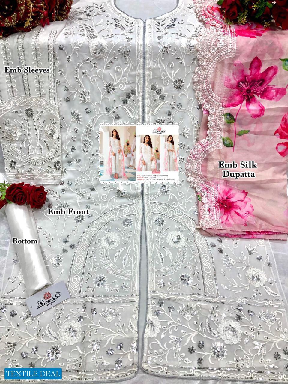 RAMSHA VOl-2 LAUNCH R269-R272 SERIES GEORGETTE EMBROIDERY PAKISTANI SUITS COLLECTIONS