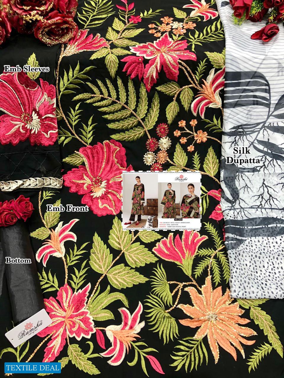 RAMSHA VOl-2 LAUNCH R269-R272 SERIES GEORGETTE EMBROIDERY PAKISTANI SUITS COLLECTIONS