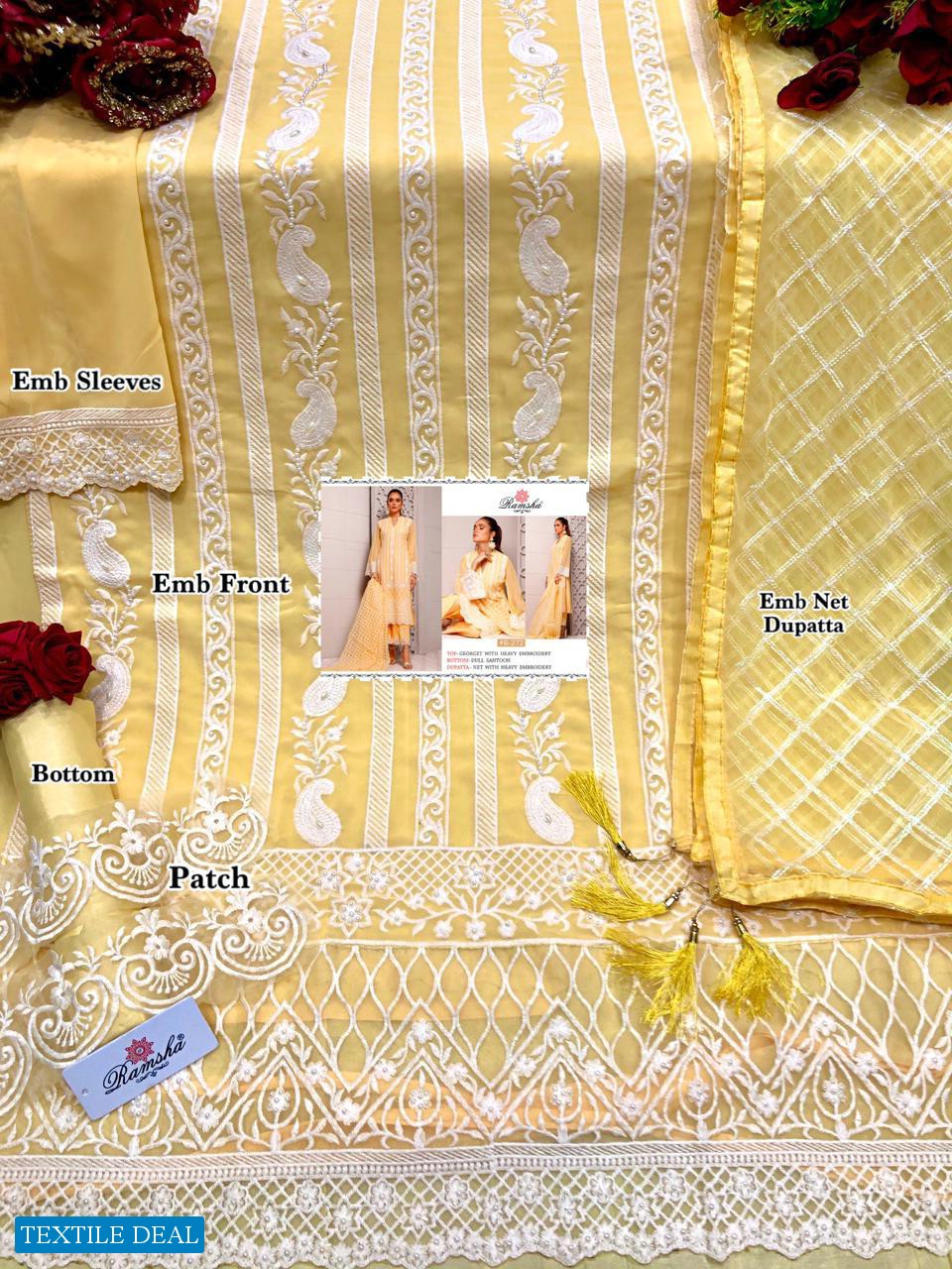 RAMSHA VOl-2 LAUNCH R269-R272 SERIES GEORGETTE EMBROIDERY PAKISTANI SUITS COLLECTIONS