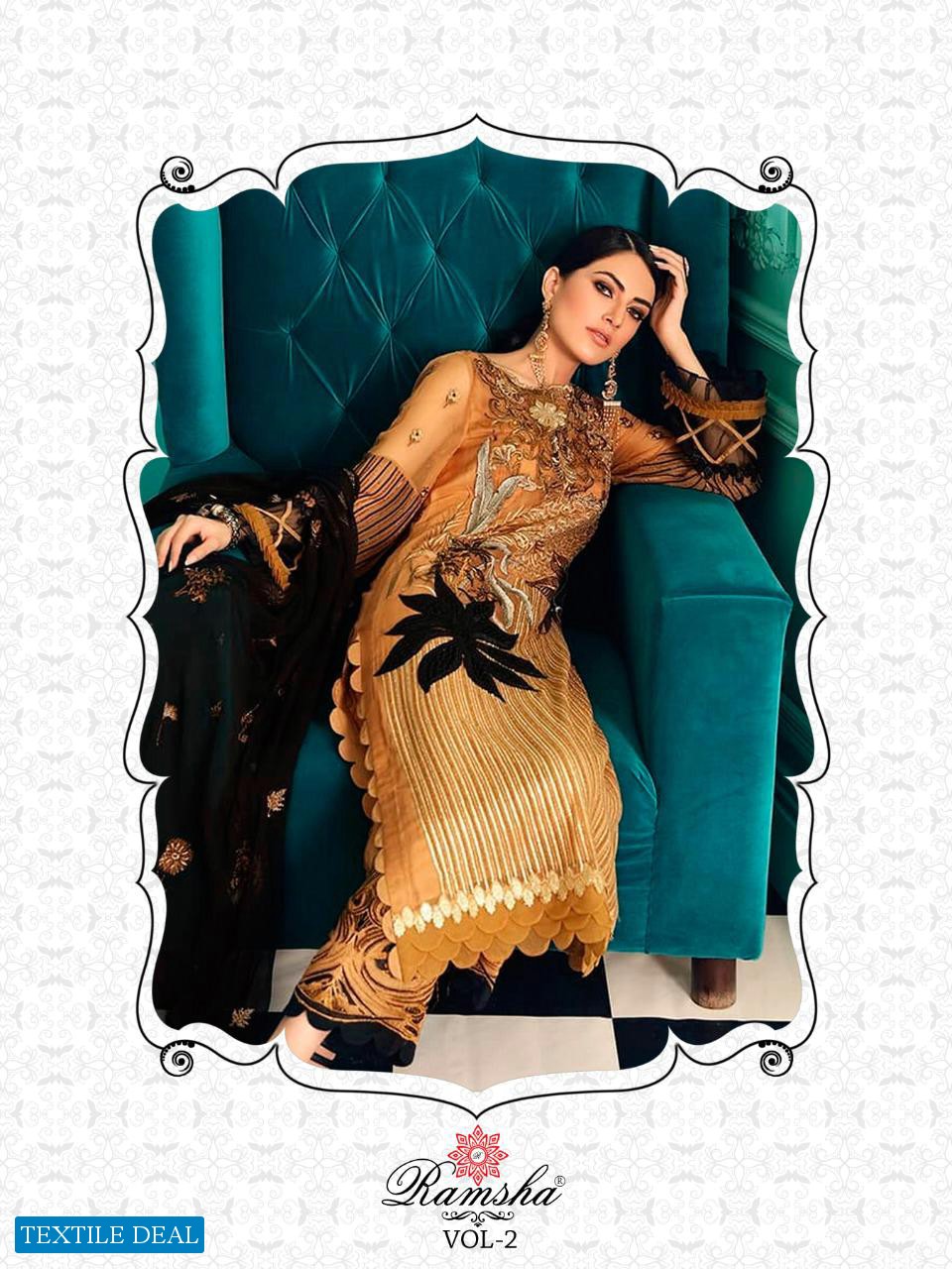 RAMSHA VOl-2 LAUNCH R269-R272 SERIES GEORGETTE EMBROIDERY PAKISTANI SUITS COLLECTIONS