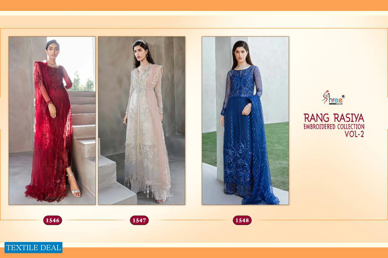 RANG RASIYA EMBROIDERED VOL 2 BY SHREE FAB DESIGNER EMBROIDERY NET SALWAR SUITS
