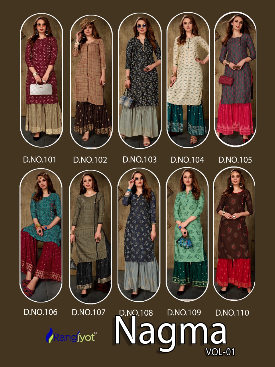 RANGJYOT NAGMA VOL 1 KURTI WITH SHARARA PAIR ETHNIC COLLECTION AT BEST PRICES