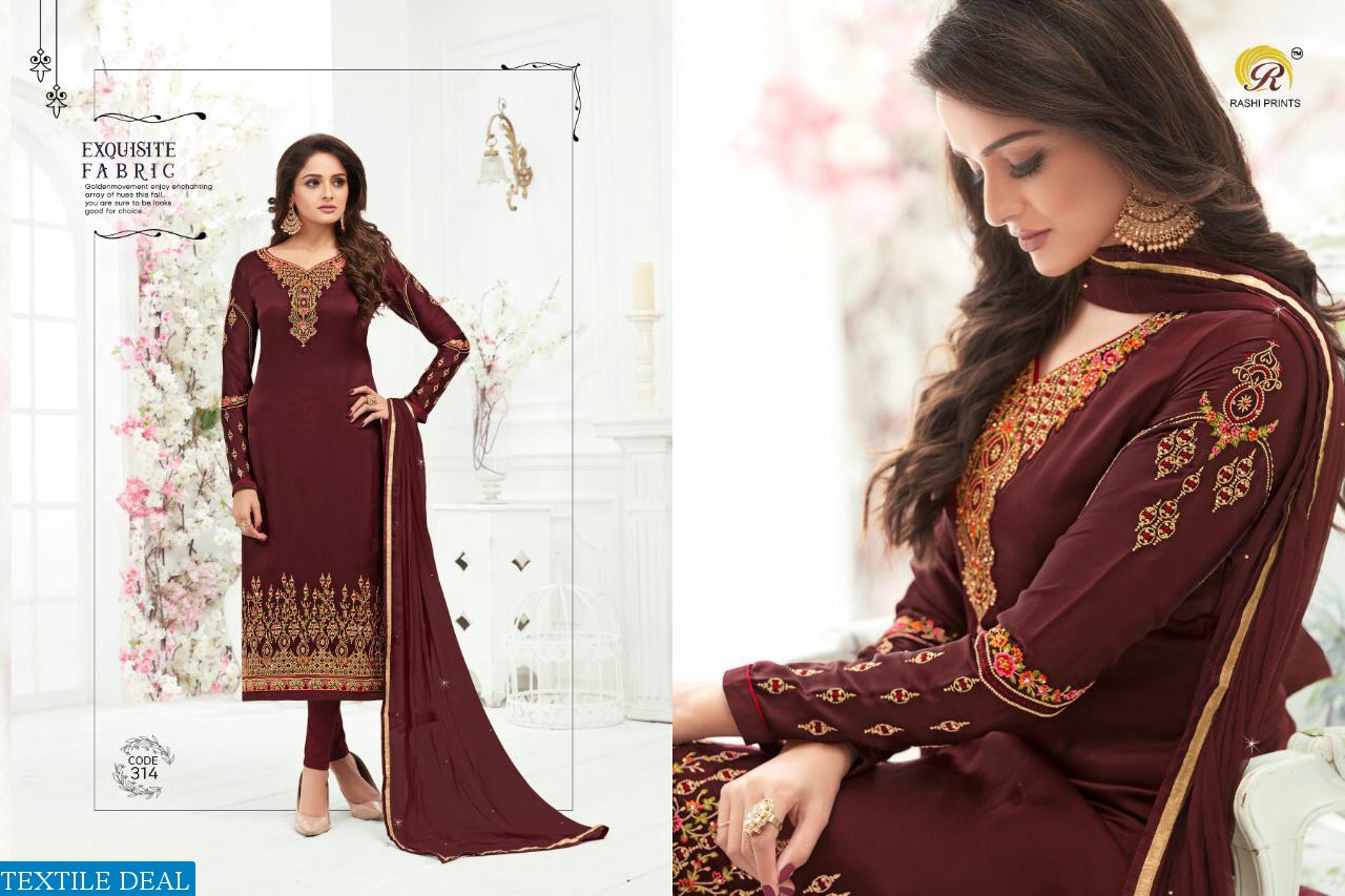 RASHI PRINTS LAUNCH PARI GEORGETTE WITH KASHMIRI WORK 331-338 SERIES SUIT COLLECTION