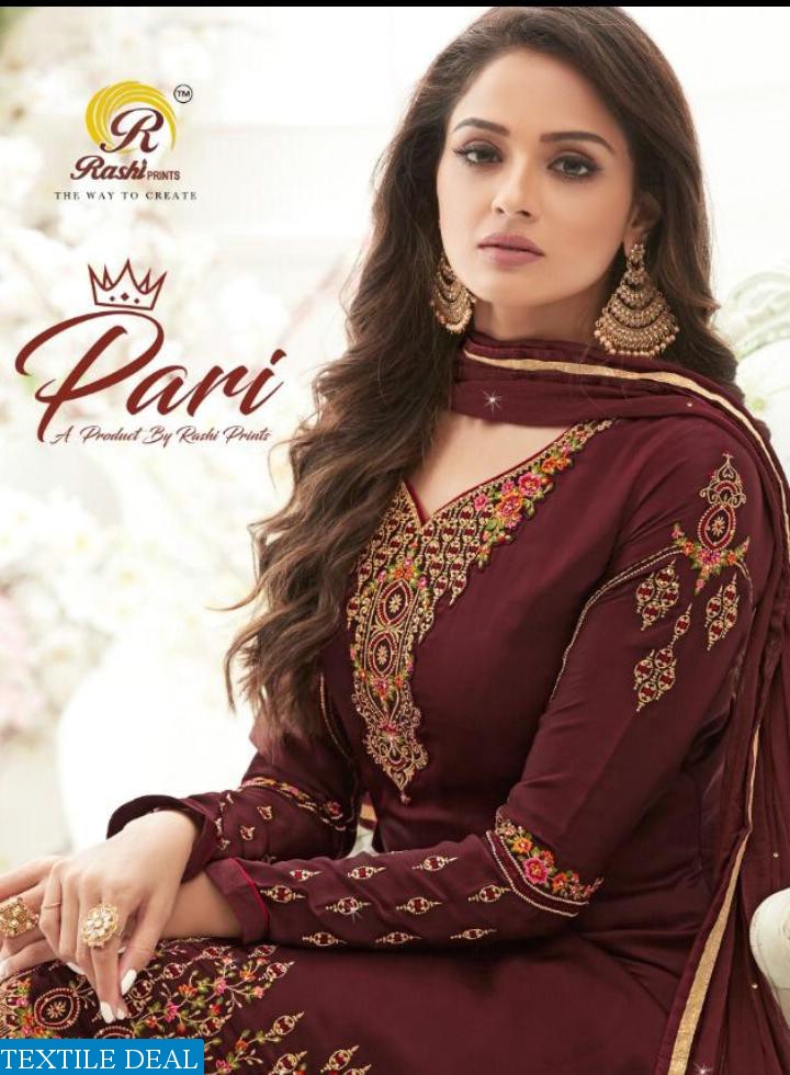 RASHI PRINTS LAUNCH PARI GEORGETTE WITH KASHMIRI WORK 331-338 SERIES SUIT COLLECTION