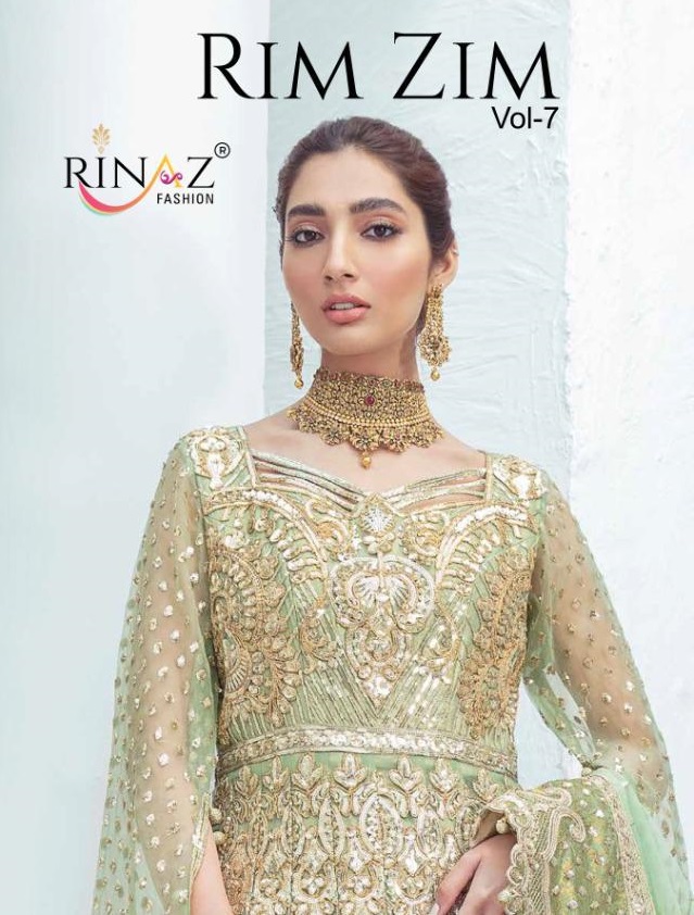 RIM ZIM VOL 7 BY RINAZ NET HEAVY EMBROIDERY PARTY WEAR SUITS