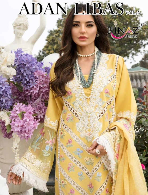 RINAZ ADAN LIBAS VOL 5 CAMBRIC COTTON PAKISTANI DRESS MATERIALS