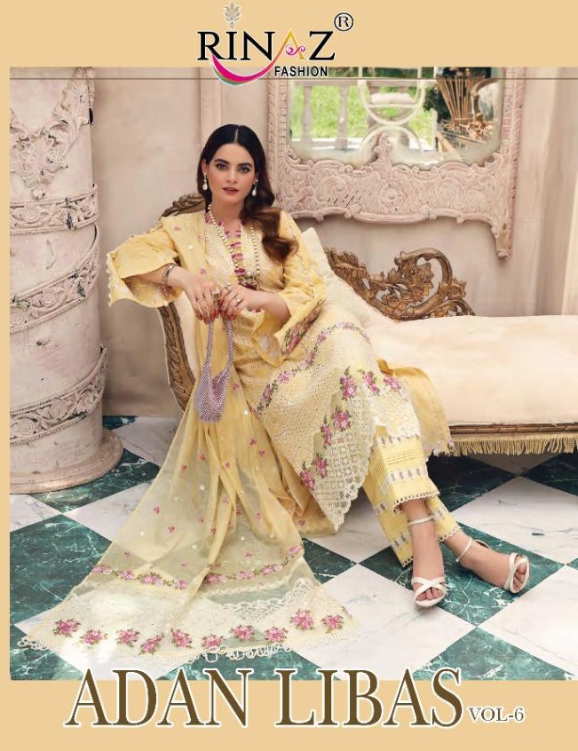 RINAZ ADAN LIBAS VOL 6 CAMBRIC COTTON PAKISTANI DRESS MATERIALS