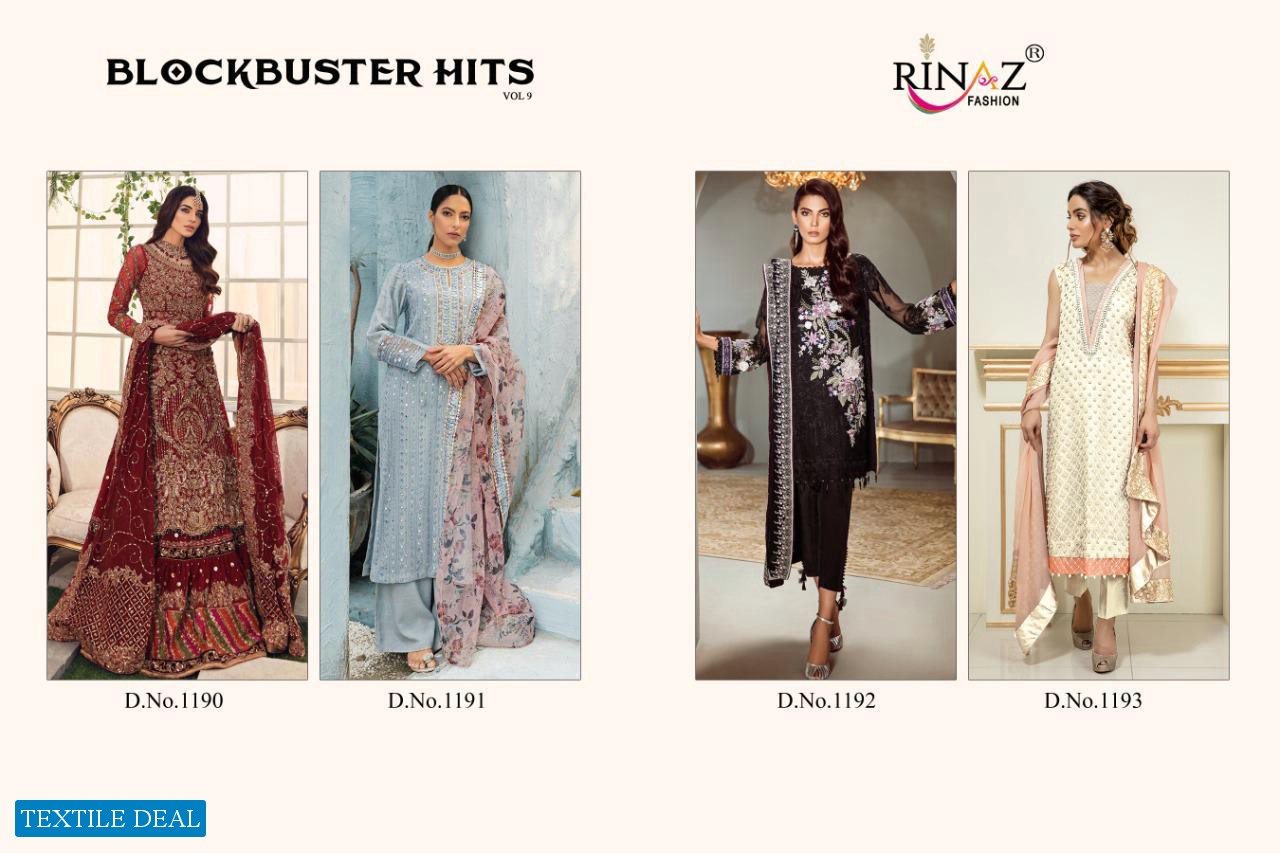 RINAZ BLOCKBUSTER VOL 9 GEORGETTE EMBROIDERY PAKISTANI SUITS
