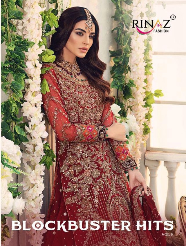RINAZ BLOCKBUSTER VOL 9 GEORGETTE EMBROIDERY PAKISTANI SUITS