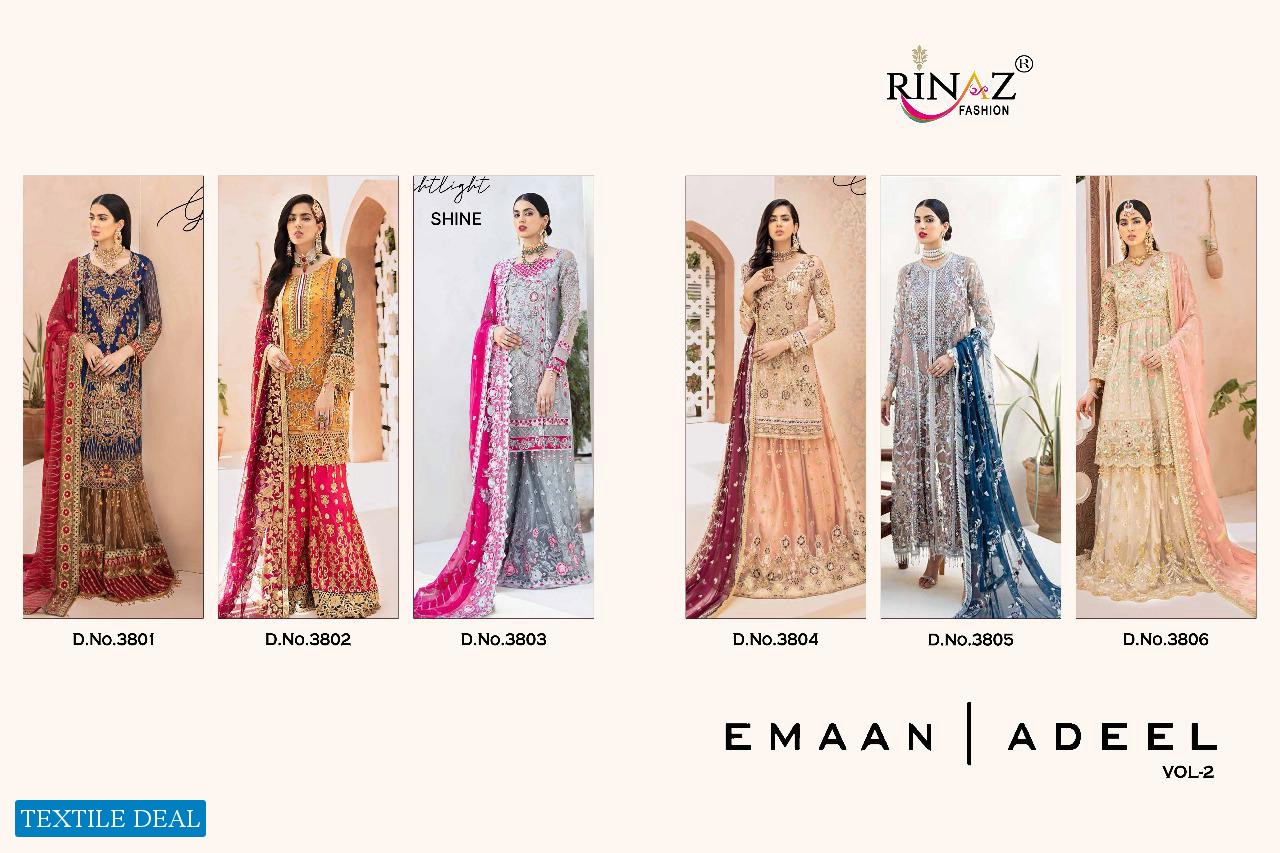 RINAZ EMAAN ADEEL VOL 2 GEORGETTE HEAVY EMBROIDERY PAKISTANI SUITS