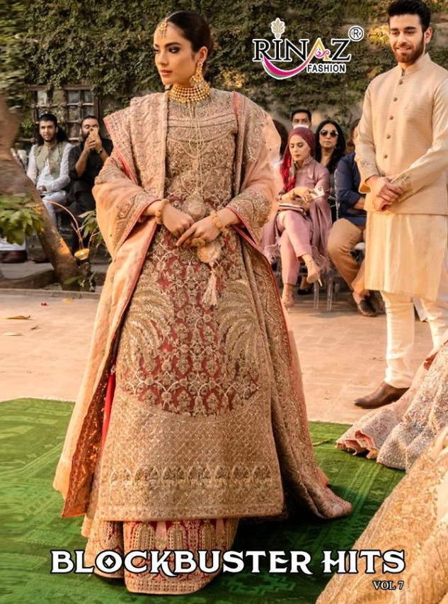 RINAZ FASHION BLOCK BUSTER VOL 7 GEORGETTE WITH HEAVY EMBROIDERY WORK PAKISTANI SUITS CONCEPT