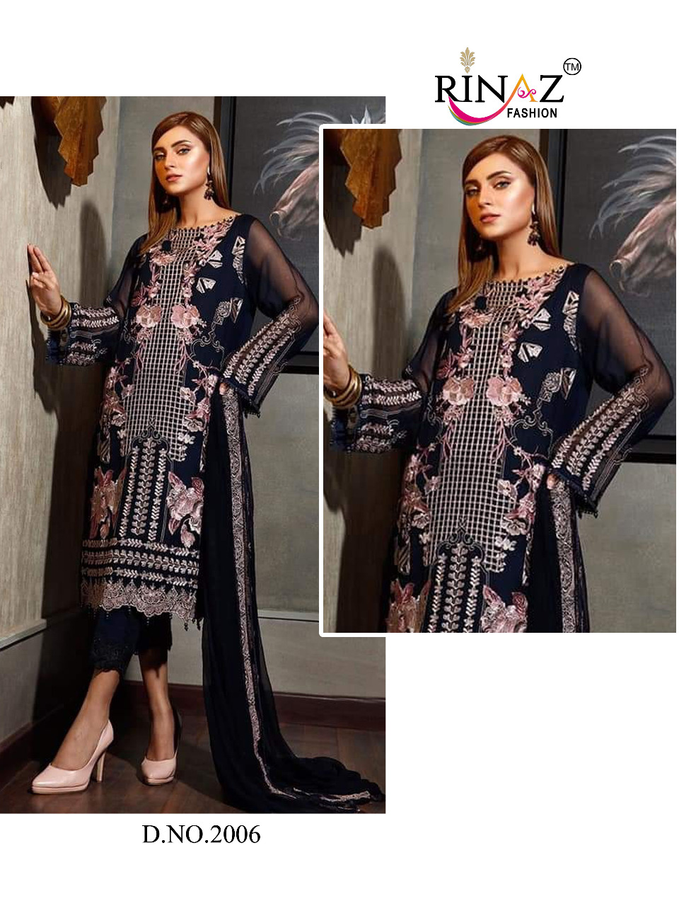 RINAZ FASHION JAZMIN VOL 8 GEORGETTE EMBROIDERY PAKISTANI DRESS MATERIALS