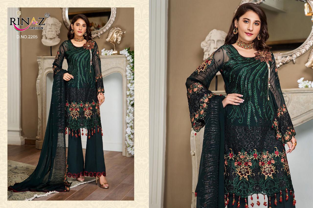 RINAZ FASHION MARYAMS GOLD GEORGETTE PAKISTANI STYLE EMBROIDERED SUITS