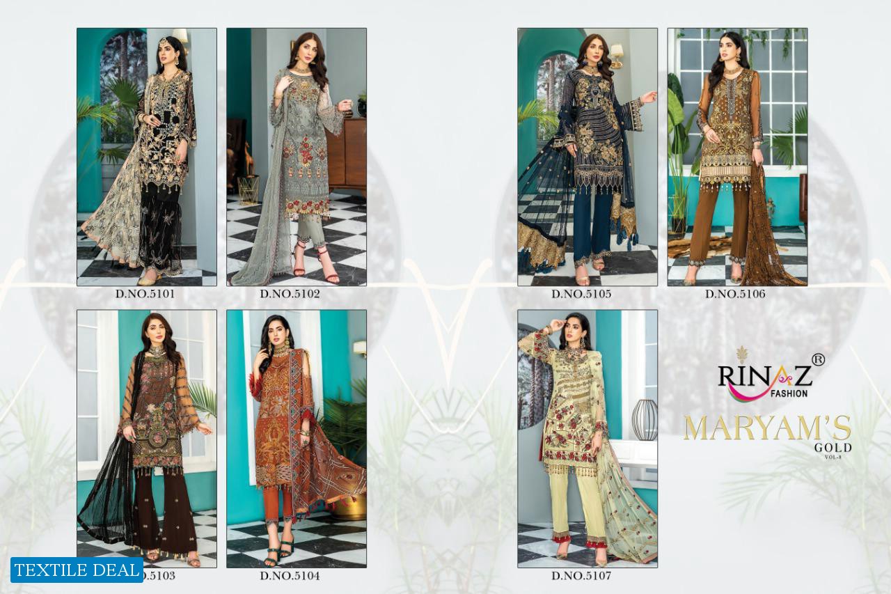 RINAZ MARYAMS GOLD VOL 8 GEORGETTE HEAVY EMBROIDERY PAKISTANI SUITS