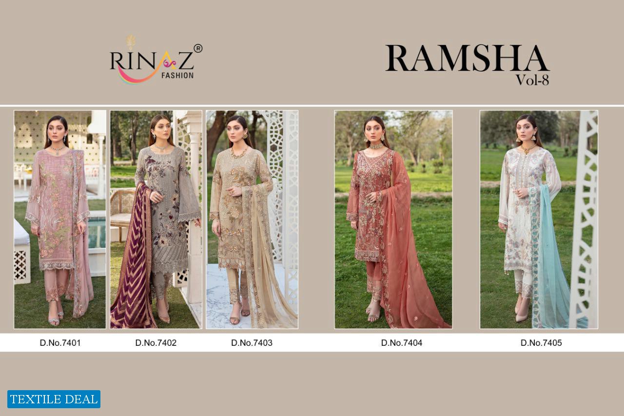 RINAZ RAMSHA VOL 8 GEORGETTE EMBROIDERY PAKISTANI SUITS