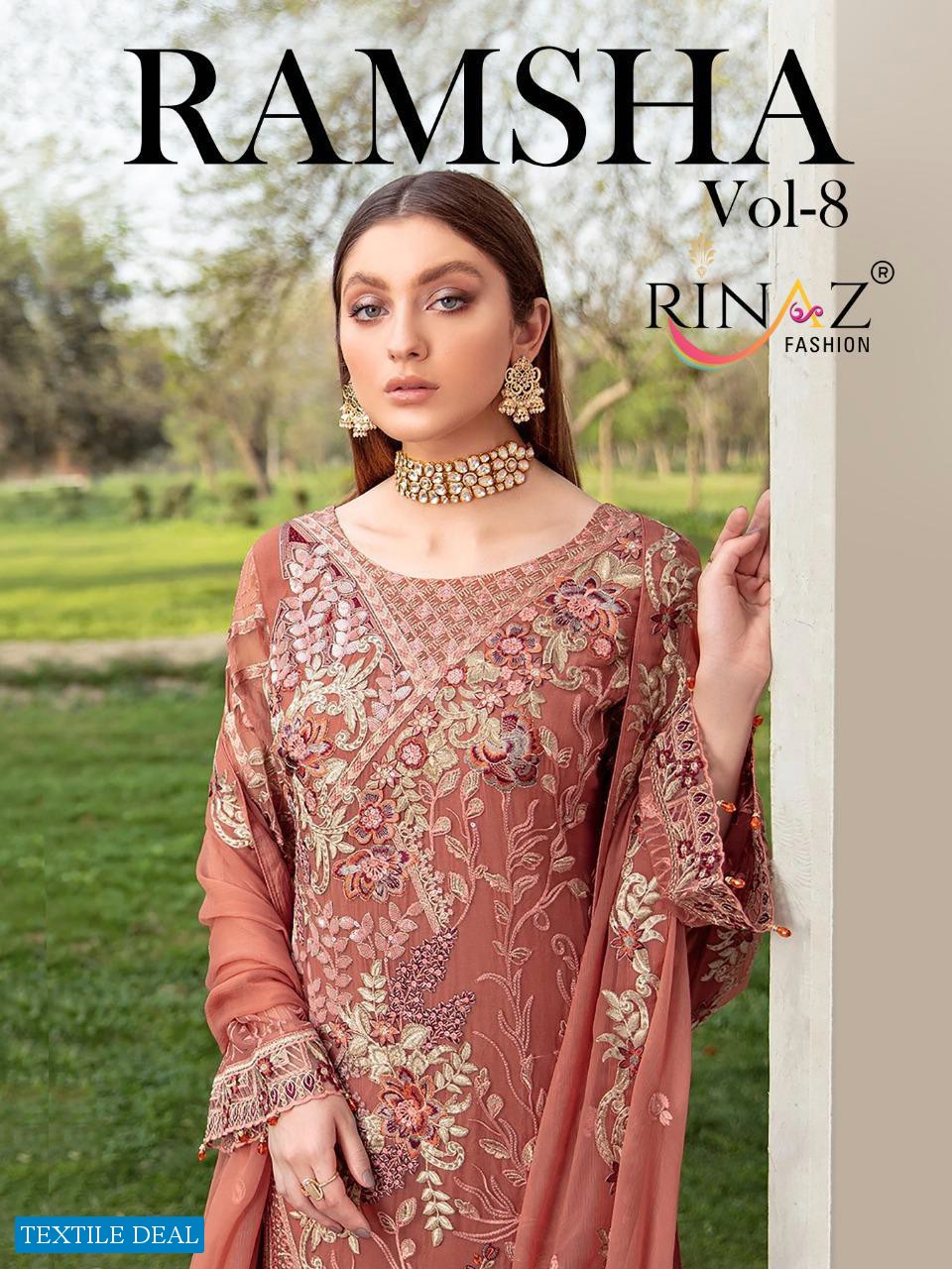 RINAZ RAMSHA VOL 8 GEORGETTE EMBROIDERY PAKISTANI SUITS